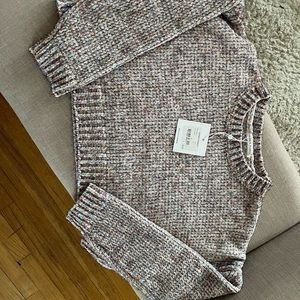 Grey sparkle crop top sweater.